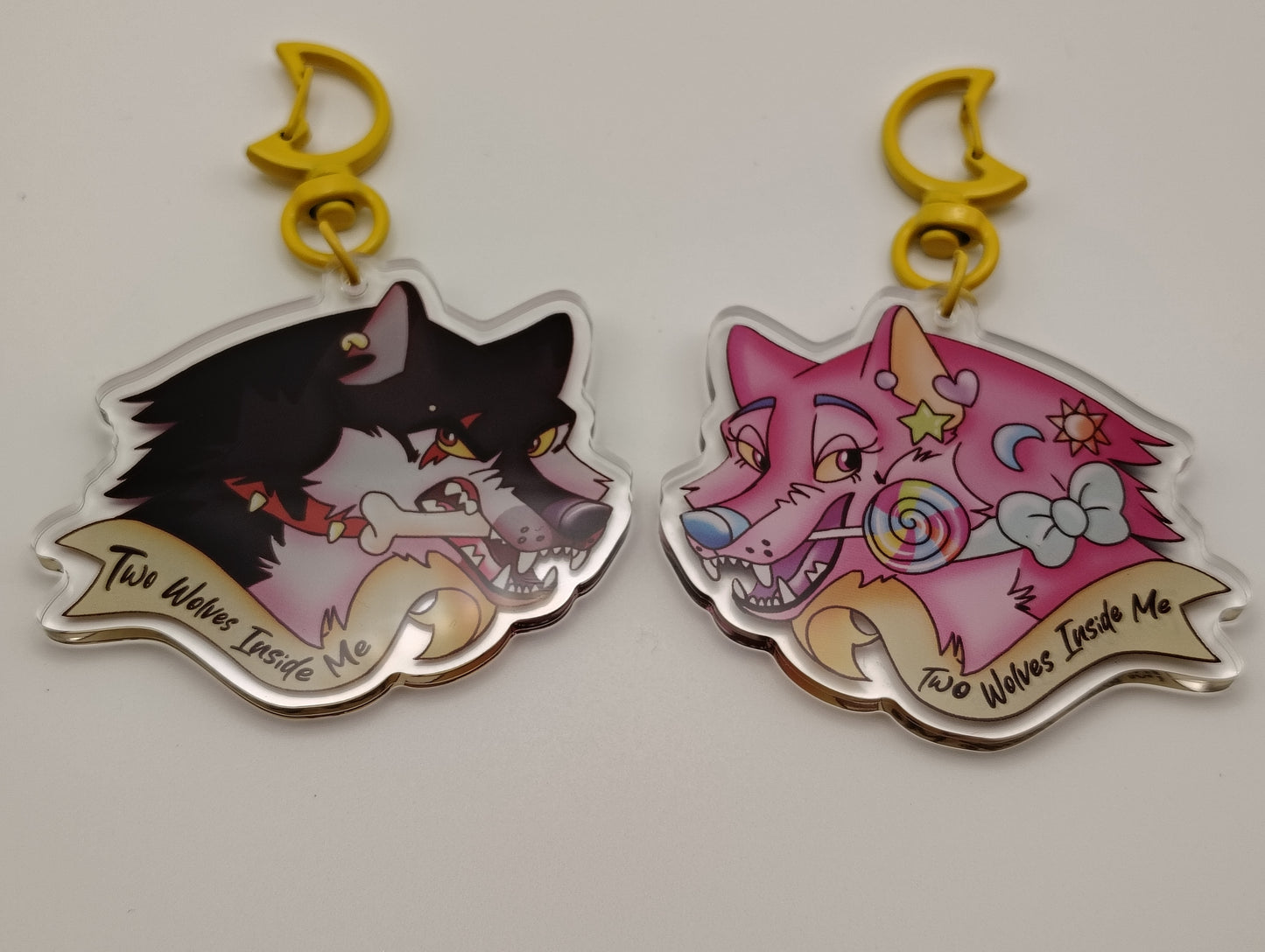 Two Wolves Inside Me Keychain
