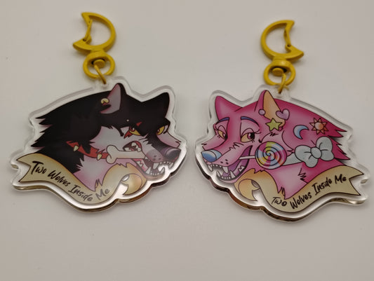 Two Wolves Inside Me Keychain